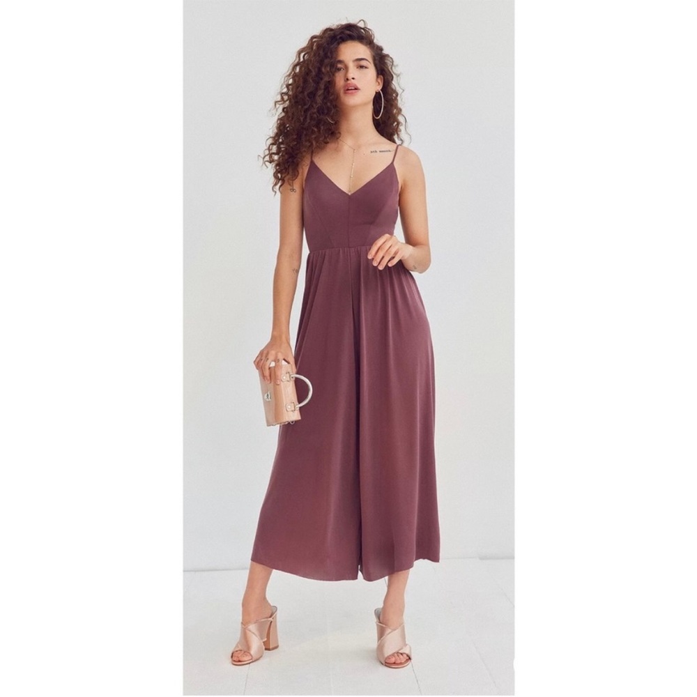 Urban Outfitters Silence + Noise Molly Maroon Cupro Culotte Jumpsuit in Purple